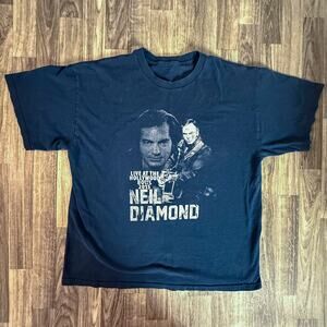 Neil Diamond 2015 Hollywood Bowl Concert T-Shirt Black Distressed Medium Rare